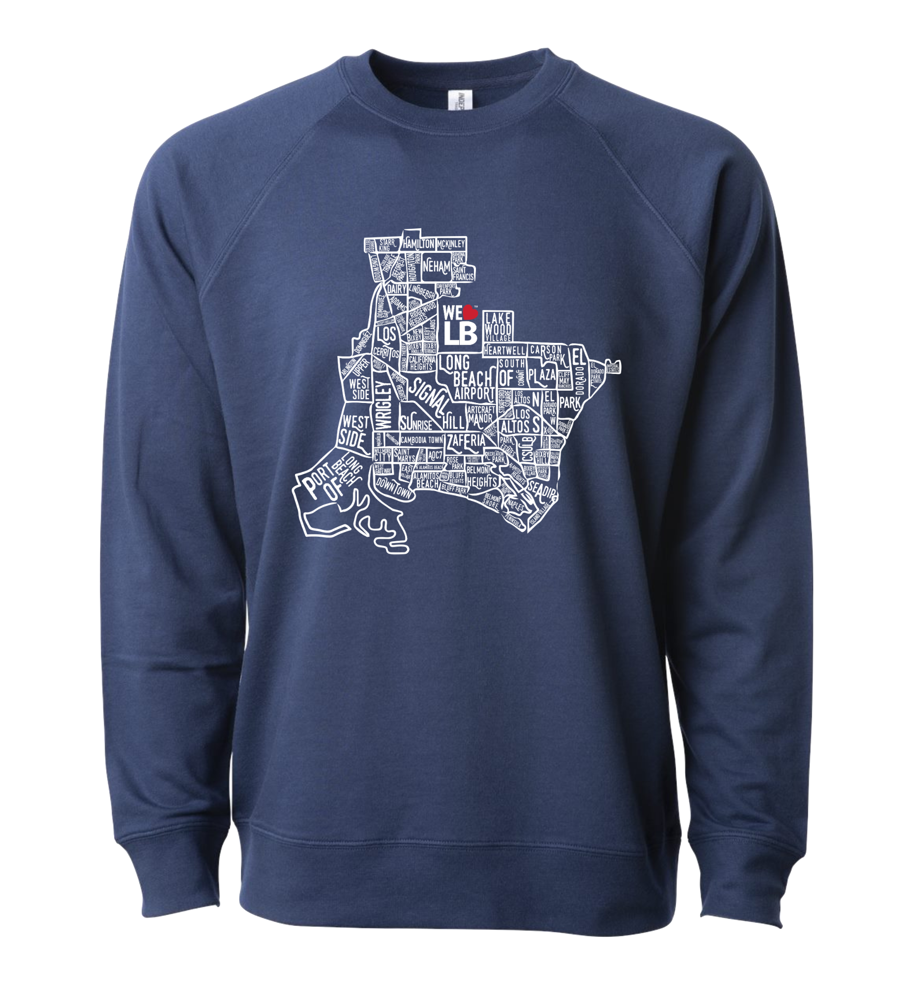 LB Neighborhood Map Crew Sweatshirt Unisex – We Love Long Beach